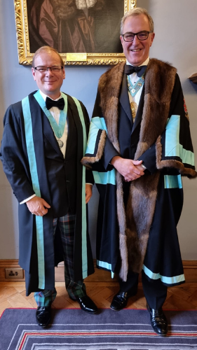 Colin with his Proposer and Master of the Worshipful Company of Distillers 